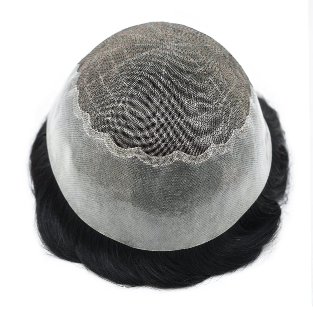 SINGA HAIR Hair System For Men Human Hair Swiss Super Welded Lace wIith Poly Natural Hairline Bleached Knots Toupee for Men