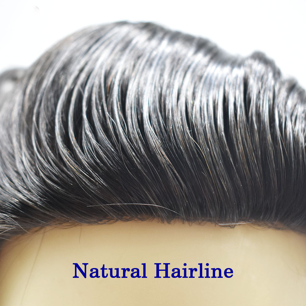 SINGA HAIR French Lace Hair System for Men PU Coated Lightweight Mens Hairpiece Center Lace Human Toupee for Men Breathable