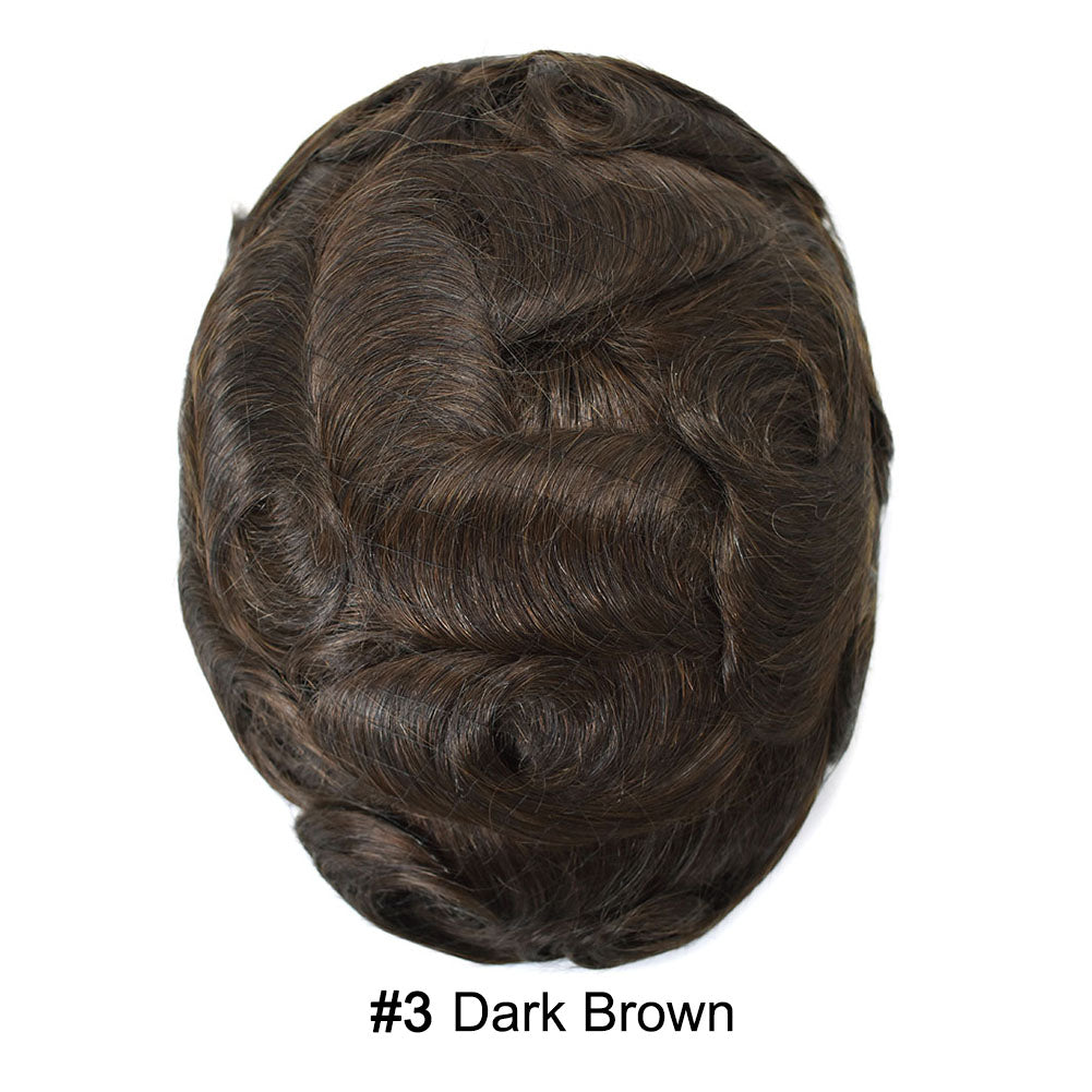 SINGA HAIR Toupee for Men Real Human Hair Piece French Lace Mens Hairpiece NPU Poly Coating Breathable Mens Toupee Hair Replacement System Natural Hairline