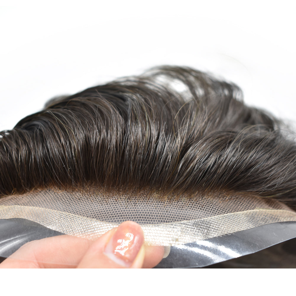 SINGA HAIR Toupee For Men Fine Mono Mens Hair Piece Human Hair Units Replacement System Lace Front Hairpieces