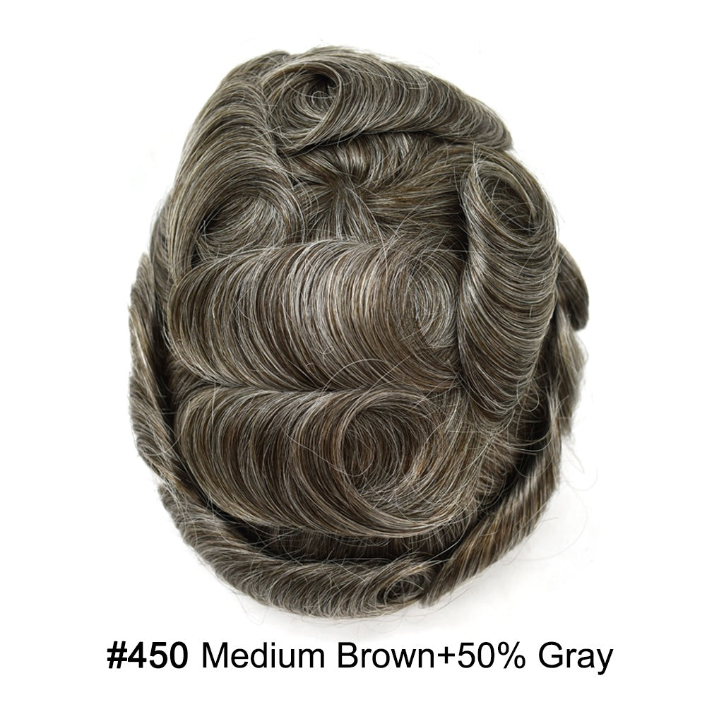 SINGA HAIR Toupee for Men Real Human Hair Piece French Lace Mens Hairpiece NPU Poly Coating Breathable Mens Toupee Hair Replacement System Natural Hairline