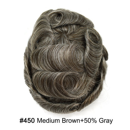 SINGA HAIR Toupee for Men Real Human Hair Piece French Lace Mens Hairpiece NPU Poly Coating Breathable Mens Toupee Hair Replacement System Natural Hairline