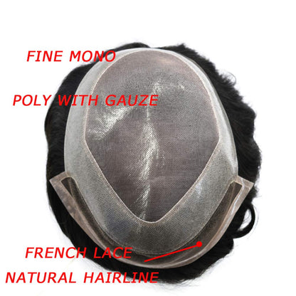 SINGA HAIR Mens Toupee Hair Pieces Lace Front Hair Unit Durable Fine Monofilament Hair Systems For Men Bleached Knots Natural Hairline