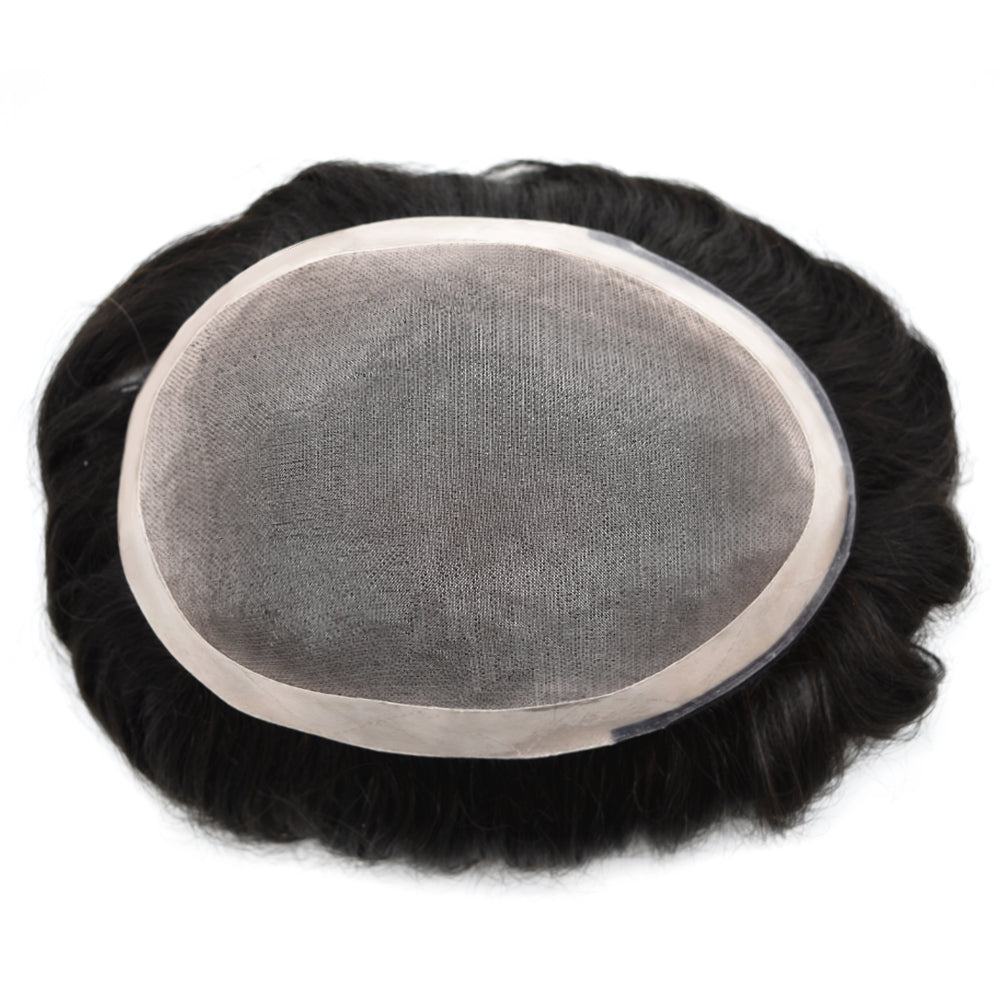 SINGA HAIR Hair System For Men Monofilament With NPU Around Lace Folded In The Very Front Hairpiece US Stock