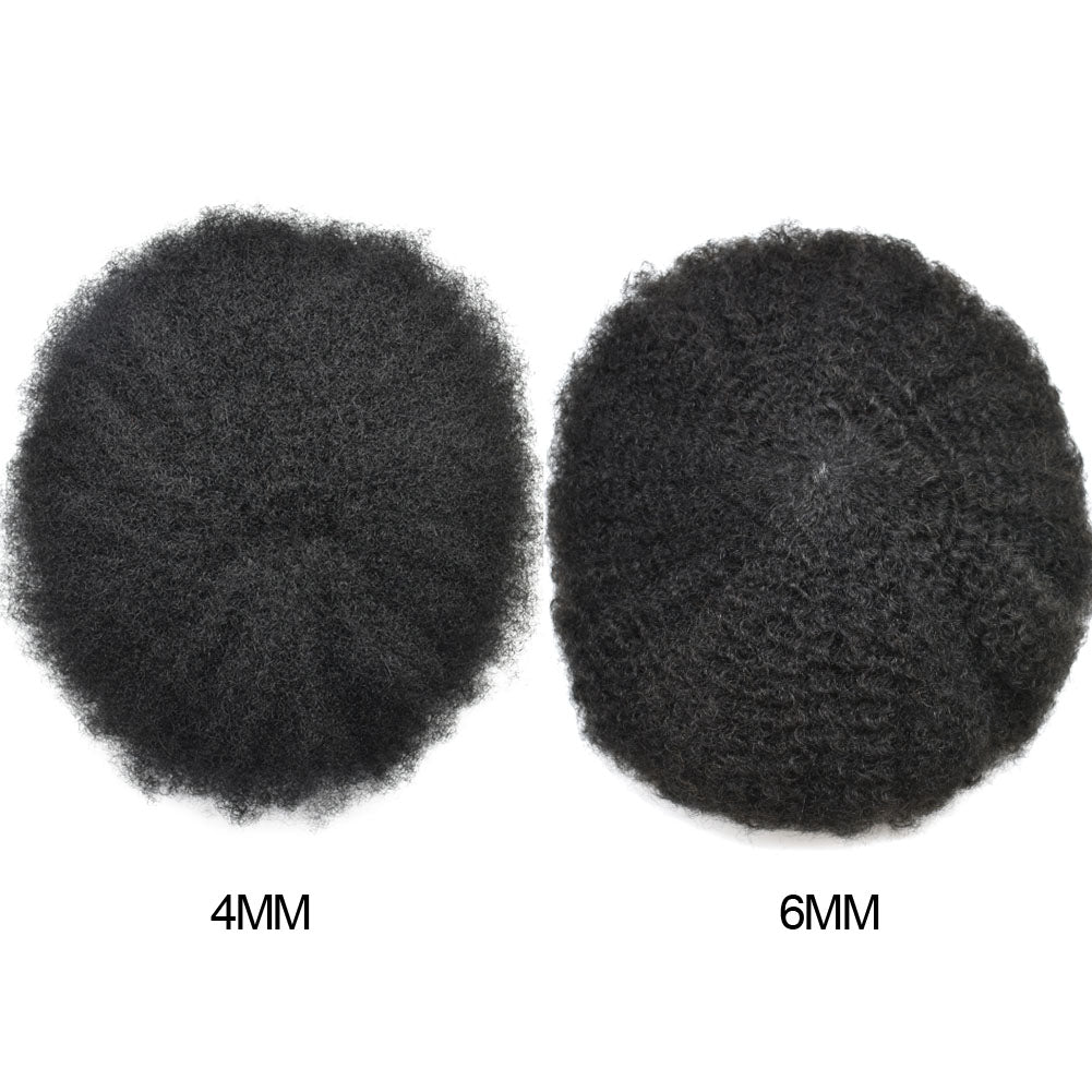 SINGA HAIR Thin Skin PU Afro Toupee for Black Men Hair Units for African American Men Hair System Afro Brazilian Hair Replacement System