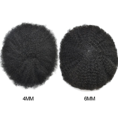 SINGA HAIR Thin Skin PU Afro Toupee for Black Men Hair Units for African American Men Hair System Afro Brazilian Hair Replacement System
