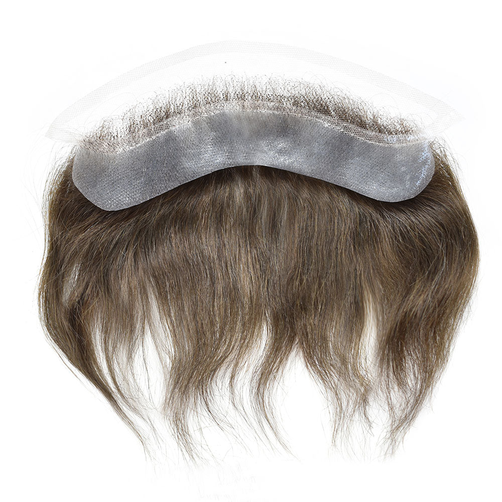SINGA HAIR Human Hair Mens Frontal Hairpiece Forehead Hairline Toupee French Lace With PU Natural Hairline For Receding Hairline 4X18cm