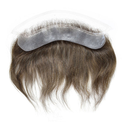 SINGA HAIR Human Hair Mens Frontal Hairpiece Forehead Hairline Toupee French Lace With PU Natural Hairline For Receding Hairline 4X18cm