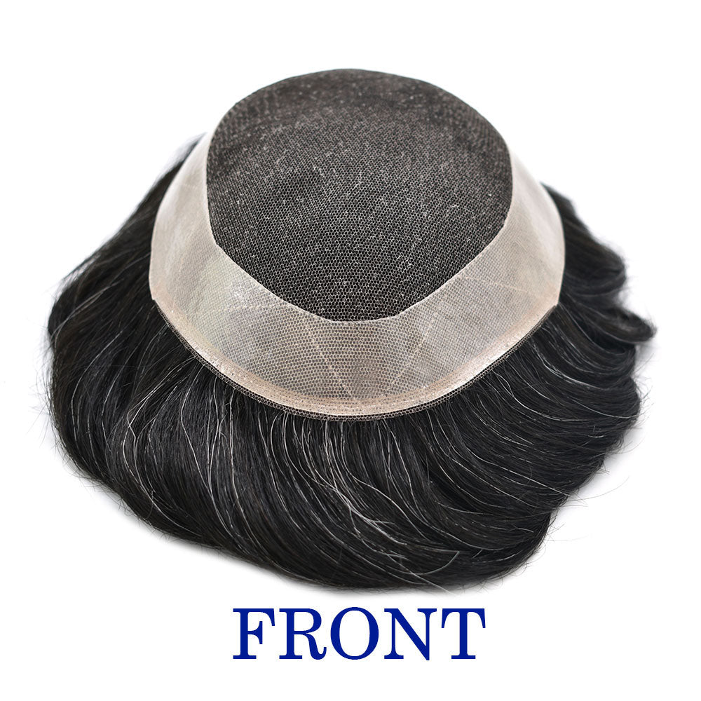 SINGA HAIR French Lace Hair System for Men PU Coated Lightweight Mens Hairpiece Center Lace Human Toupee for Men Breathable