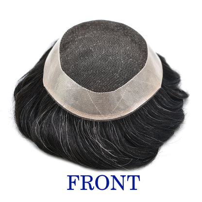 SINGA HAIR French Lace Hair System for Men PU Coated Lightweight Mens Hairpiece Center Lace Human Toupee for Men Breathable