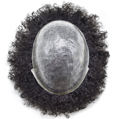 SINGA HAIR Afro Toupee For Black Men Full PU Curly Hair Unit For American African Men US Stock