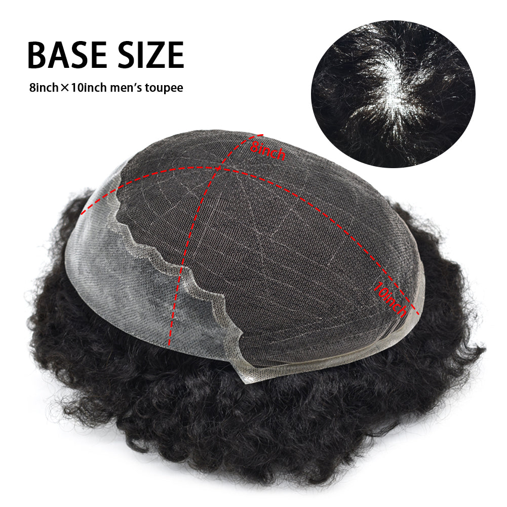 SINGA HAIR US STOCK Afro Curly French Lace Front Hairpiece for Black Men Weave Hair Unit