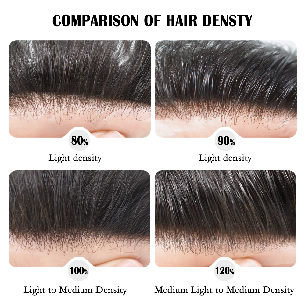 SINGA HAIR Mens Toupee Real Human Hair System for Men Fine Monofilament with Poly Skin Hairpieces for Men