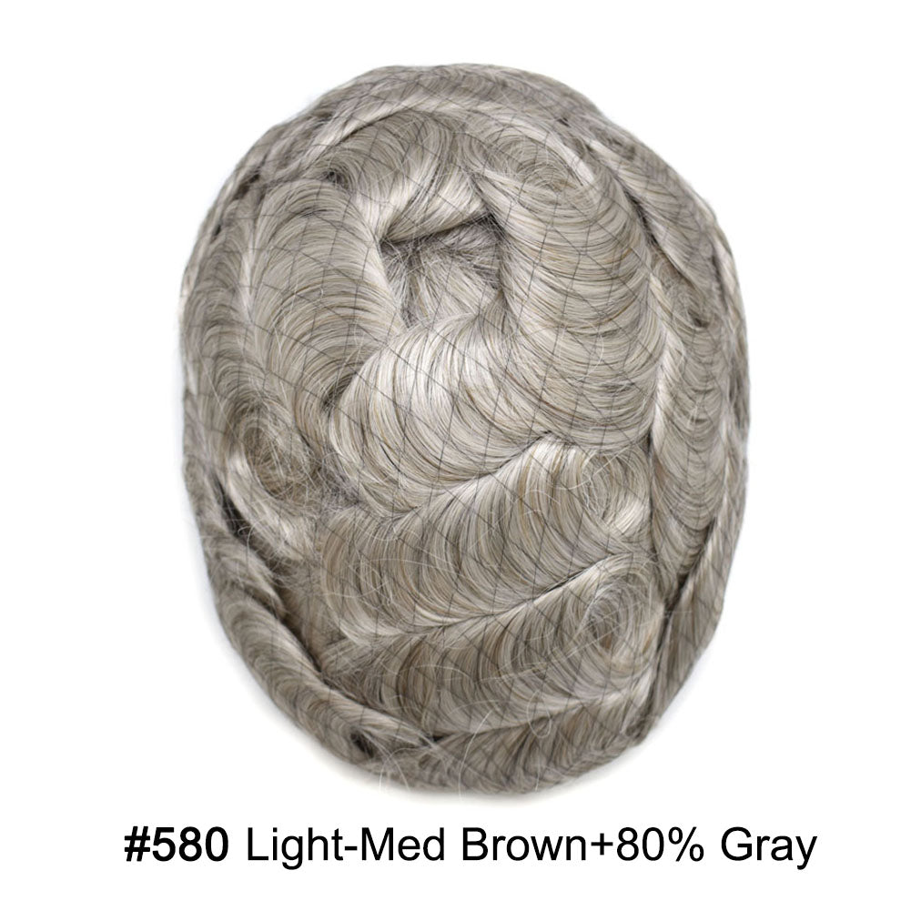 SINGA HAIR Hair System For Men Soft Welded Lace Base Front Human Hairpiece Bleached Knot Natural Hairline Hair System