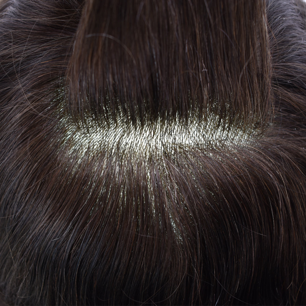 SINGA HAIR Mens Toupee Hair System 0.12mm Durable Full Poly Human Hair Piece for Men Full Skin Clear Poly Mens Toupee All V-looped Hairpiece For Men