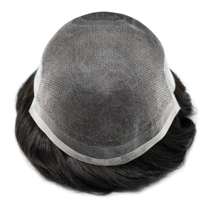 SINGA HAIR Hair System For Men Soft Welded Lace Base Front Human Hairpiece Bleached Knot Natural Hairline Hair System