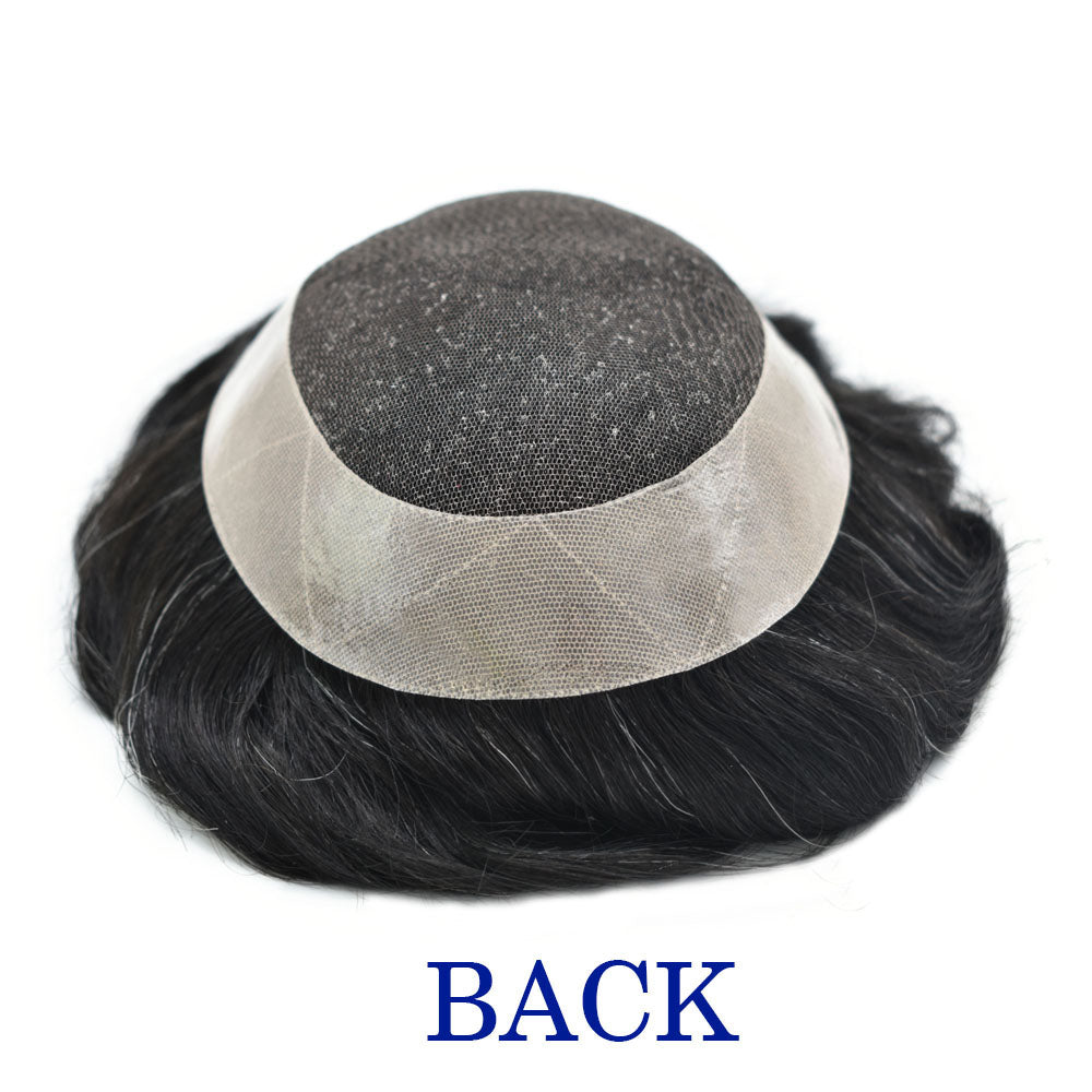 SINGA HAIR French Lace Hair System for Men PU Coated Lightweight Mens Hairpiece Center Lace Human Toupee for Men Breathable
