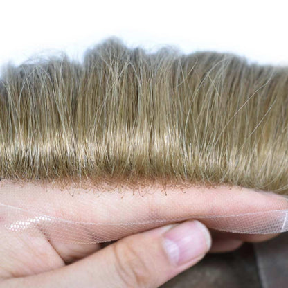 SINGA HAIR Toupee for Men Real Human Hair Piece French Lace Mens Hairpiece NPU Poly Coating Breathable Mens Toupee Hair Replacement System Natural Hairline