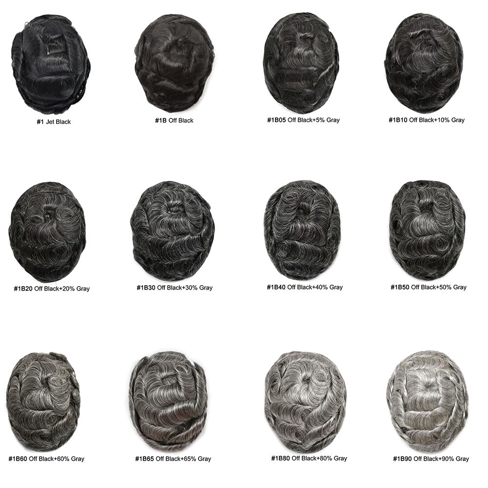 SINGA HAIR Mens Toupee Real Human Hair System for Men Fine Monofilament with Poly Skin Hairpieces for Men