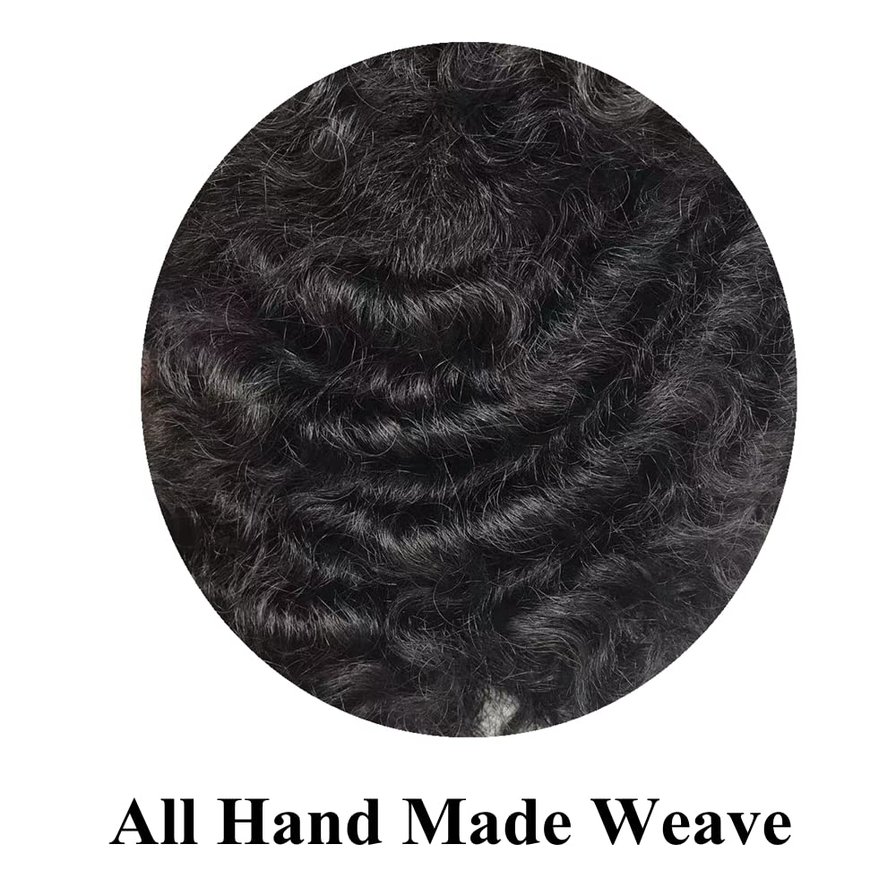 SINGA HAIR Afro Toupee For Black Men Human Hair Replacement System Units 0.12mm Durable Full Poly Skin Mens Hairpiece African American Mens Weave Hair Units