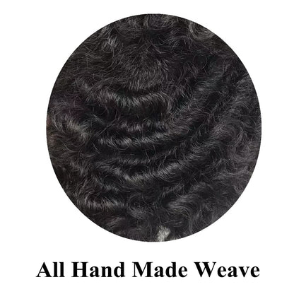 SINGA HAIR Afro Toupee For Black Men Human Hair Replacement System Units 0.12mm Durable Full Poly Skin Mens Hairpiece African American Mens Weave Hair Units