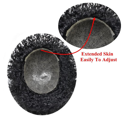 SINGA HAIR Afro Toupee For Black Men Full PU Curly Hair Unit For American African Men US Stock