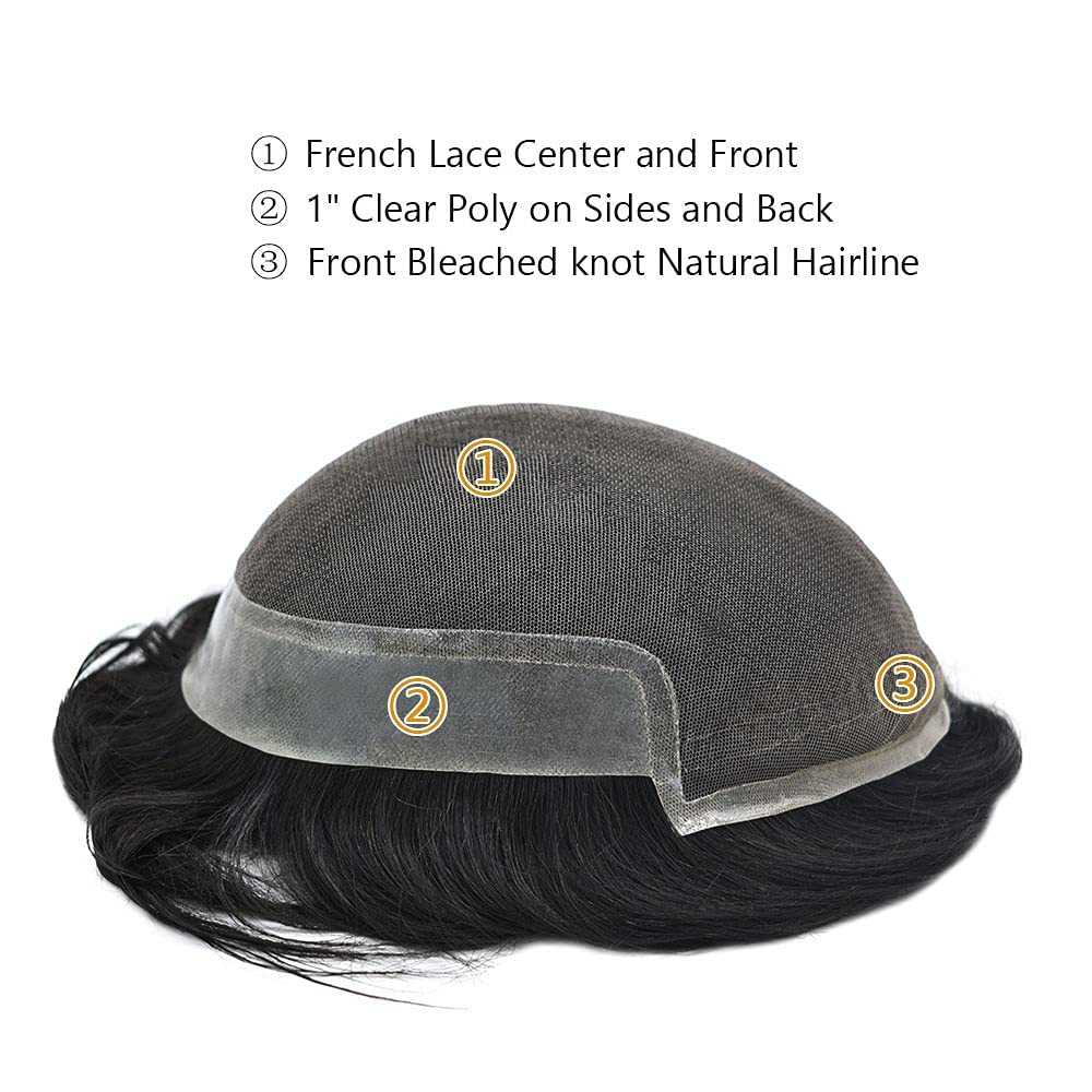 SINGA HAIR US Stock French Lace Front Mens Toupee Breathable Invisible Knots Human Hairpiece|Fast Shipping USA