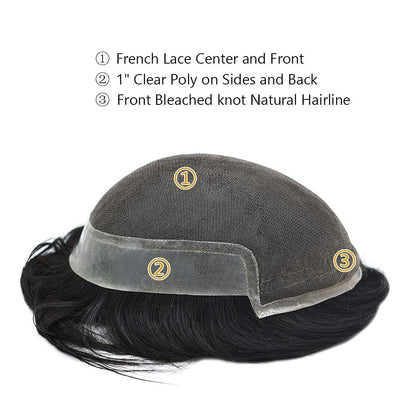 SINGA HAIR US Stock French Lace Front Mens Toupee Breathable Invisible Knots Human Hairpiece|Fast Shipping USA