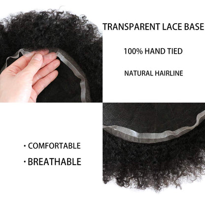 SINGA HAIR Afro Kinky Curly Hairpieces for Man Full French Lace Hair Units Mens Hairpiece Afro Brazilian Human Hair Replacement System for Men