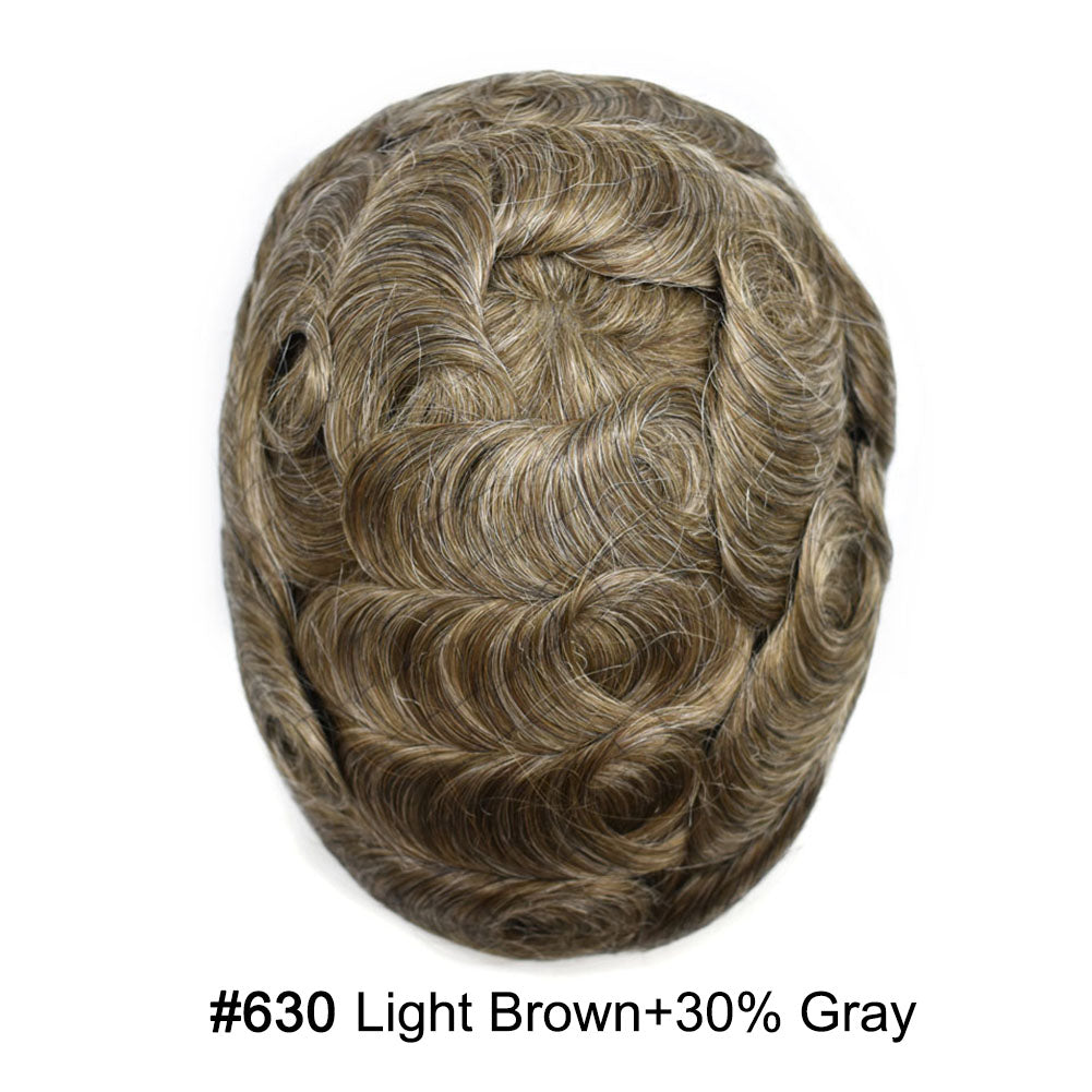SINGA HAIR Hair System For Men Soft Welded Lace Base Front Human Hairpiece Bleached Knot Natural Hairline Hair System