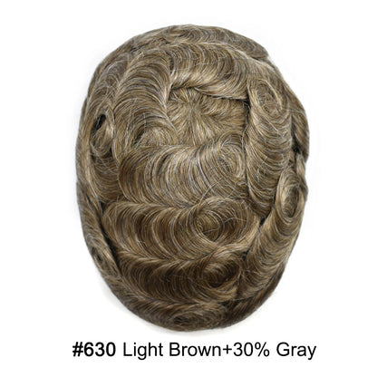 SINGA HAIR Hair System For Men Soft Welded Lace Base Front Human Hairpiece Bleached Knot Natural Hairline Hair System