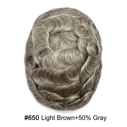 SINGA HAIR Hair System For Men Soft Welded Lace Base Front Human Hairpiece Bleached Knot Natural Hairline Hair System