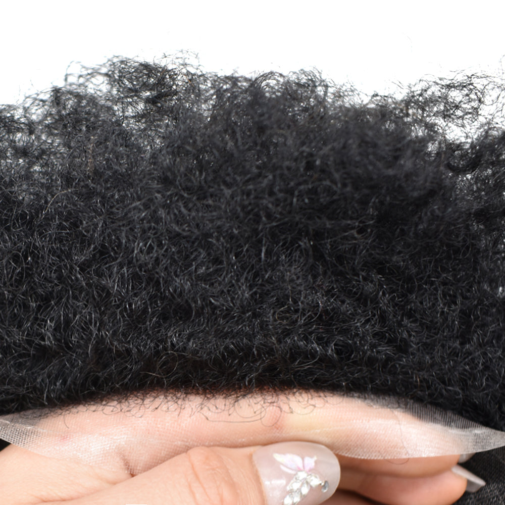 SINGA HAIR US STOCK Afro Curly Toupee For Black Men Full Swiss Super Welded Lace Hair Units for African American Men Hairpieces