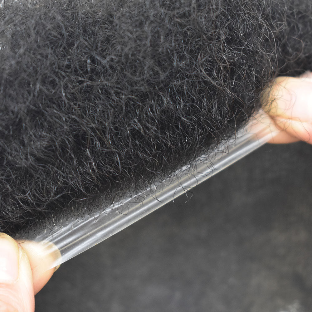 SINGA HAIR Thin Skin PU Afro Toupee for Black Men Hair Units for African American Men Hair System Afro Brazilian Hair Replacement System