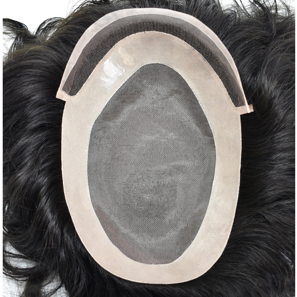 SINGA HAIR Mens Toupee Human Hair Piece Durable Fine Mono Lace Front with Poly NPU Around Natural Wig Hairpieces Human Hair Replacement System for Men