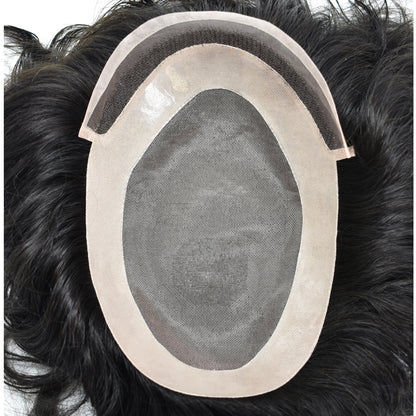 SINGA HAIR Mens Toupee Human Hair Piece Durable Fine Mono Lace Front with Poly NPU Around Natural Wig Hairpieces Human Hair Replacement System for Men