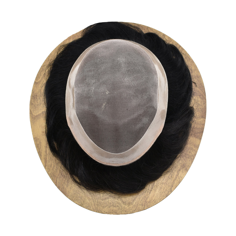 SINGA HAIR Hair System for Mens Hair Piece US STOCK Monofilament with PU Coating(NPU) Toupee Folded Lace Front Natural Hairline Mens Toupee