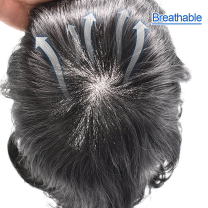 SINGA HAIR US Stock Human Hairpiece French Lace Mens Toupee Poly Skin Around Mens Hair System