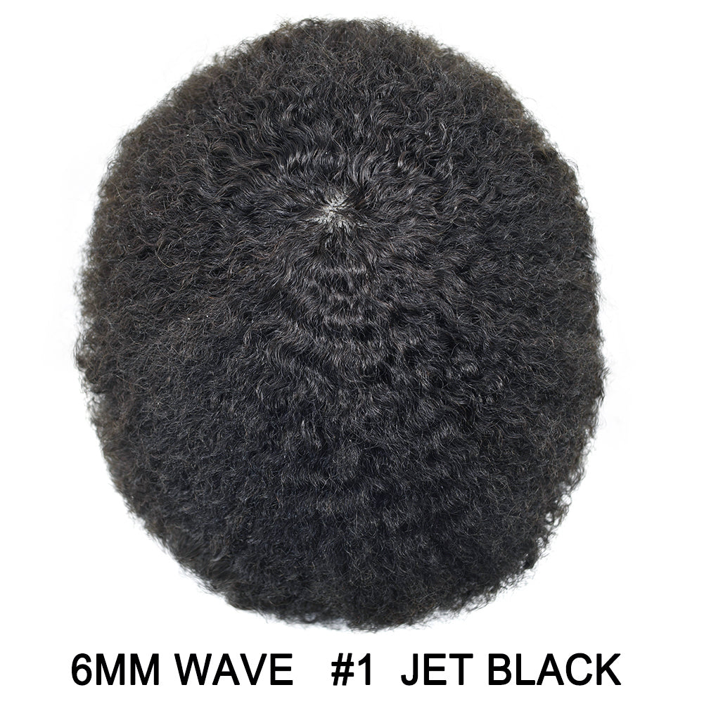 SINGA HAIR Thin Skin PU Afro Toupee for Black Men Hair Units for African American Men Hair System Afro Brazilian Hair Replacement System
