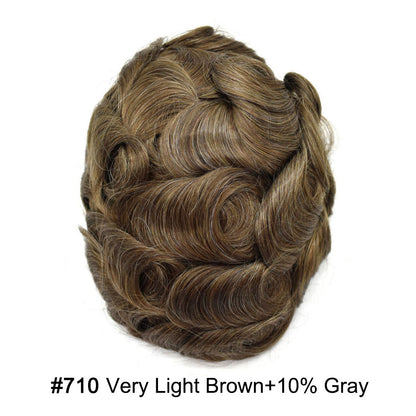 SINGA HAIR Hair System For Men Soft Welded Lace Base Front Human Hairpiece Bleached Knot Natural Hairline Hair System