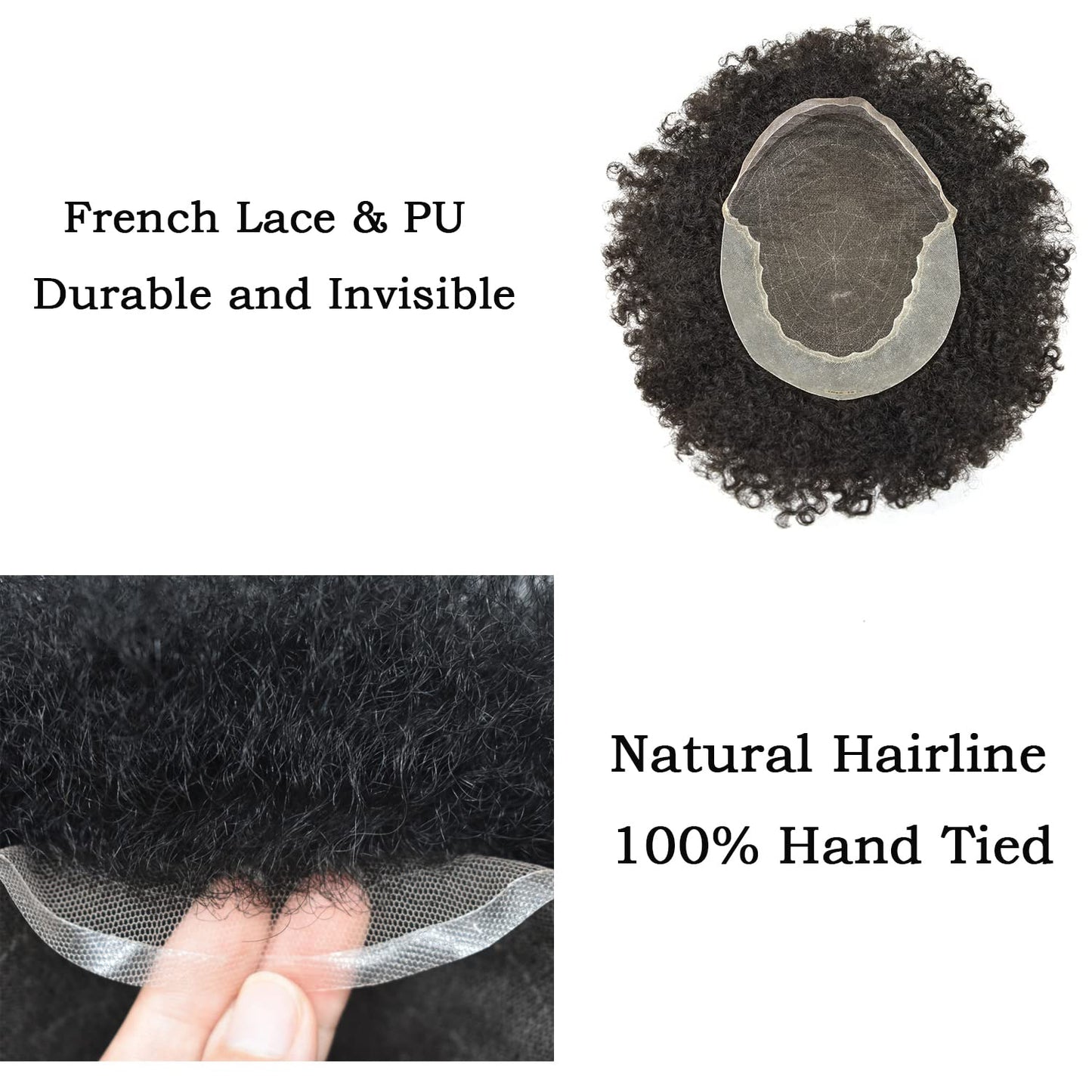 SINGA HAIR US STOCK Afro Curly French Lace Front Hairpiece for Black Men Weave Hair Unit