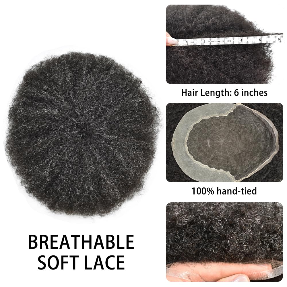 SINGA HAIR US STOCK Afro Curly French Lace Front Hairpiece for Black Men Weave Hair Unit