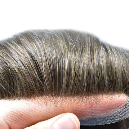SINGA HAIR Mens Toupee Full French Lace Hair Replacement System Real Human Hair Hair Pieces Breathable Bleached Knot Hairpiece for Mens Natural Hairline