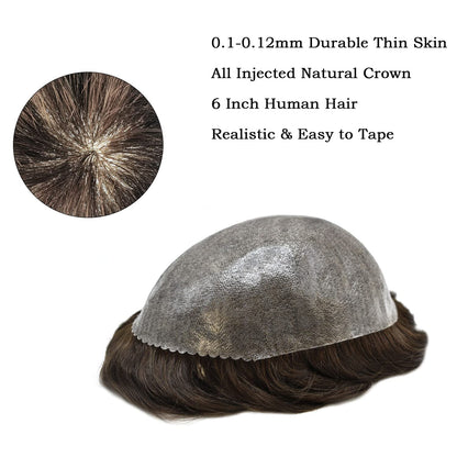 SINGA HAIR US Stock Toupee for Mens Full PU Injected Human Hairpiece for Men Durable Mens Hair System|Fast Shipping USA