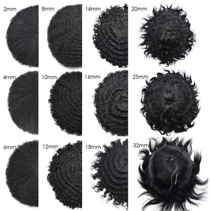 SINGA HAIR Afro Toupee for Black Men Real Human Hair Pieces Fine Monofilament with Poly Coated NPU Around Kinky Curly Man Weave Hair Units for Black Men