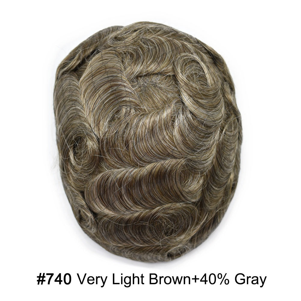 SINGA HAIR Toupee for Men Real Human Hair Piece French Lace Mens Hairpiece NPU Poly Coating Breathable Mens Toupee Hair Replacement System Natural Hairline