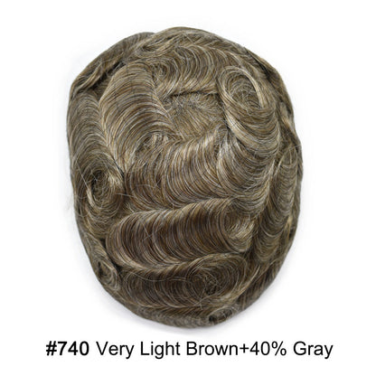 SINGA HAIR Hair System For Men Soft Welded Lace Base Front Human Hairpiece Bleached Knot Natural Hairline Hair System