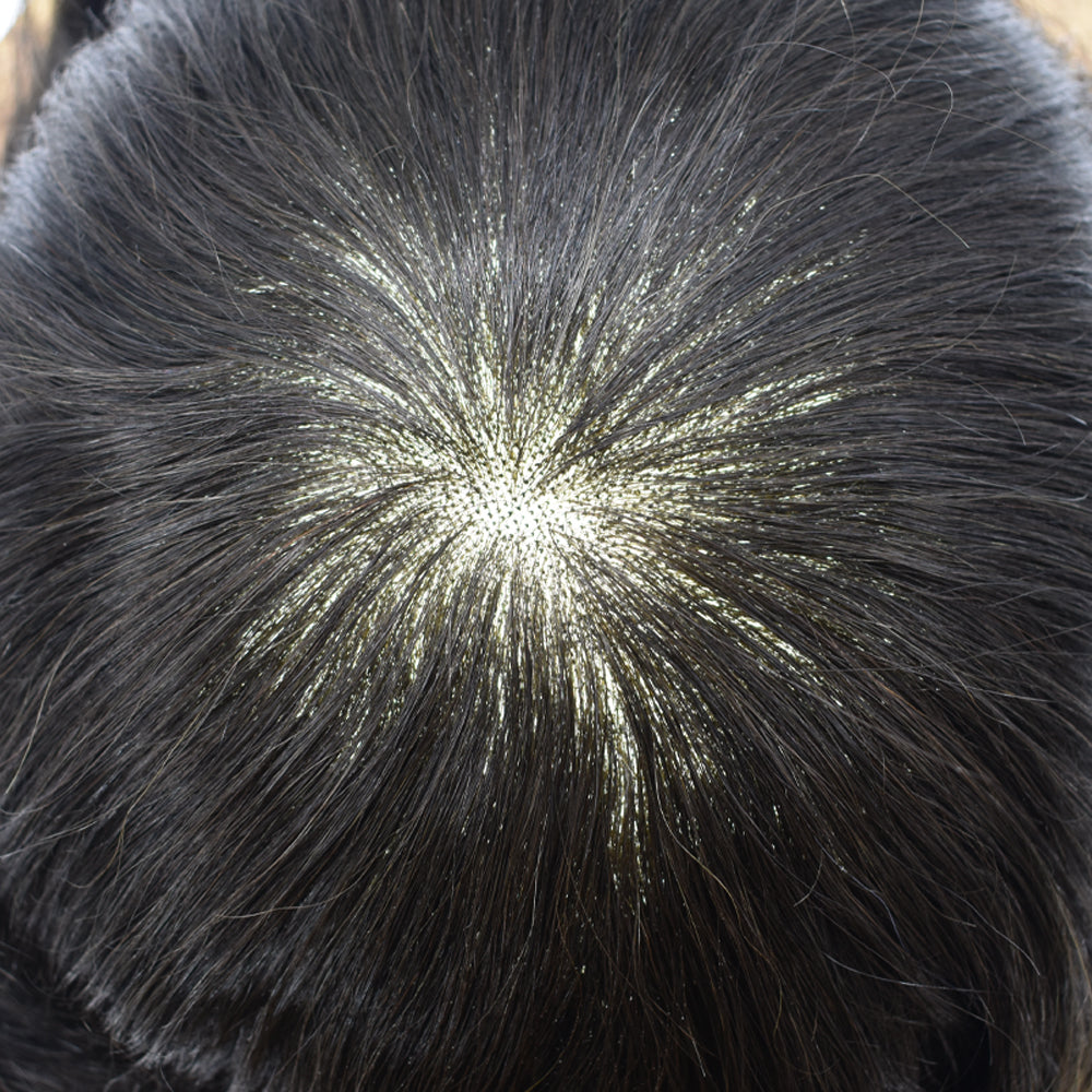 SINGA HAIR US Stock Human Hairpiece French Lace Mens Toupee Poly Skin Around Mens Hair System