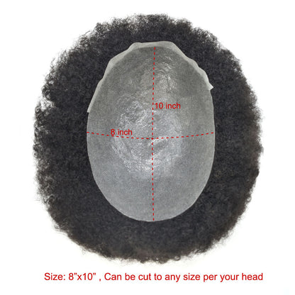SINGA HAIR Thin Skin PU Afro Toupee for Black Men Hair Units for African American Men Hair System Afro Brazilian Hair Replacement System