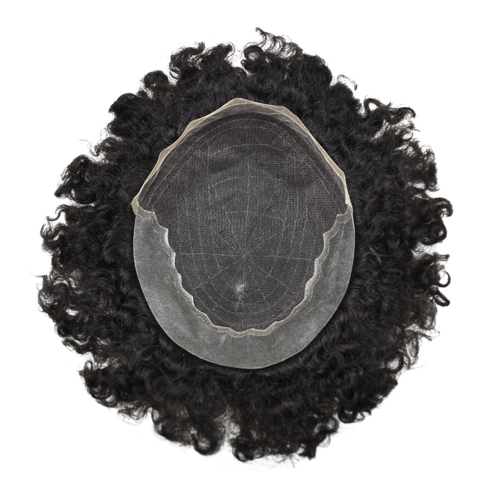 SINGA HAIR US STOCK Afro Curly French Lace Front Hairpiece for Black Men Weave Hair Unit